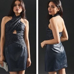 NWT Anthropologie Eva Franco Faux Leather Twofer Dress
